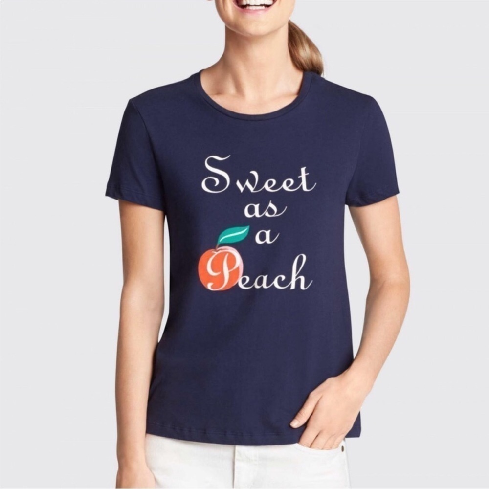 Draper James Sweet As A Peach Graphic T-shirt Navy